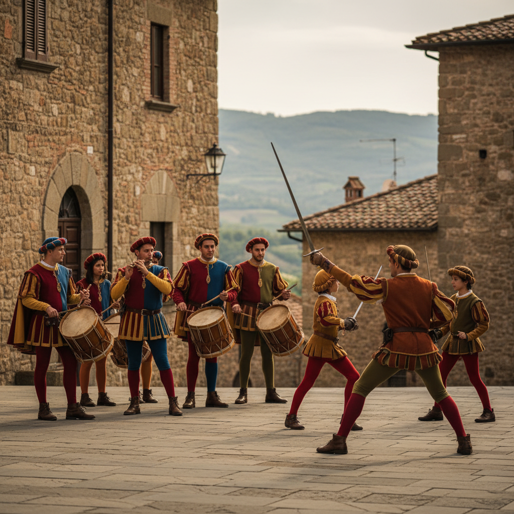 Immagine di copertina per «Esibizione dei Giovani Musici della Contrada Papacqua e Giovani Spadaccini del Rione Rocca» a Soriano nel Cimino — Tuscia viterbese